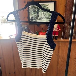 Aerie Navy and White Striped Women's Top